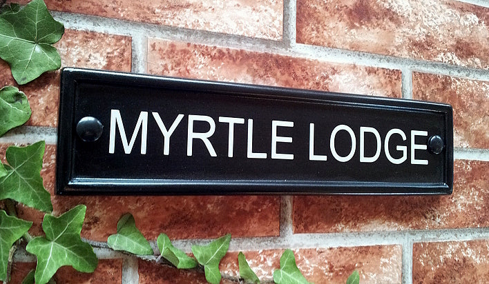 Small classic rectangle house name sign - 292mm x 70mm; 11.5 inches x 2 ...